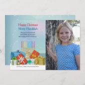 Carte de vacances de Hanukkah et Noël avec photo (Devant / Derrière)