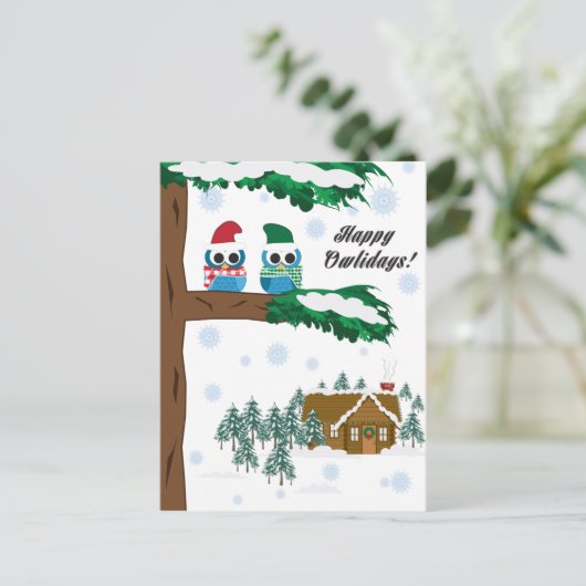 Carte de vacances de hibou (Debout devant)