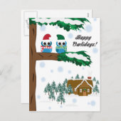 Carte de vacances de hibou (Devant / Derrière)