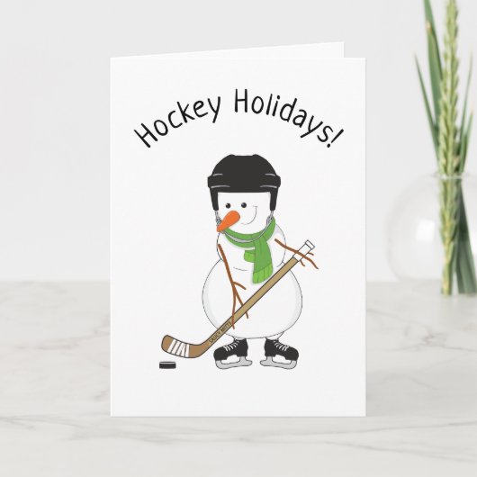 Carte de vacances de hockey Snowman Noël (Devant)
