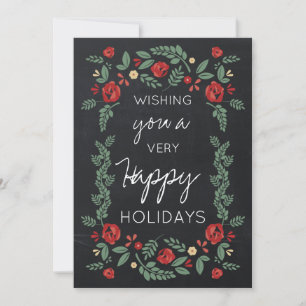 carte de vacances de jardin floral tableau noir
