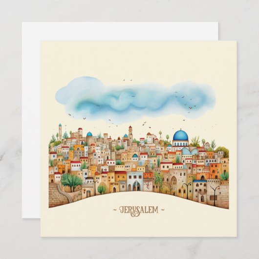 Carte de vacances de Jérusalem Illustration du pay (Devant / Derrière)