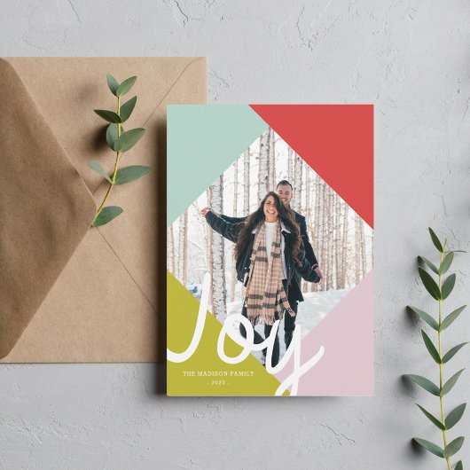 Carte de vacances de joie de bloc de couleur