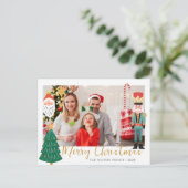 Carte de vacances de la famille de Noël colorée (Debout devant)