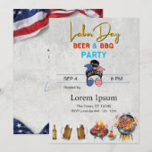 carte de vacances de la fête du travail rouge blan (Devant / Derrière)