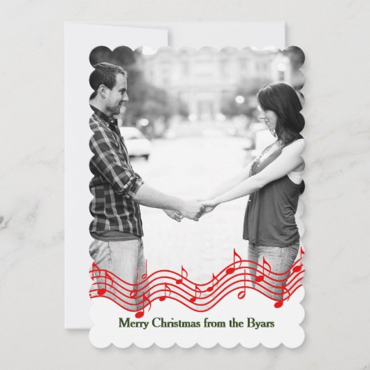 Carte de vacances de la musique de Noël rouge (Devant)