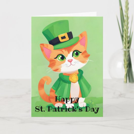 Carte de vacances de la Saint-Patrick avec un chat (Devant)