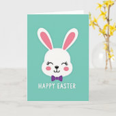Carte de vacances de lapin au nœud papillon (Fleur jaune)