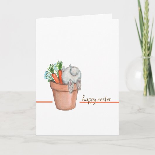 Carte de vacances de lapin et de carottes dans un (Devant)