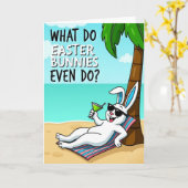 Carte de vacances de lapin relaxant (Fleur jaune)