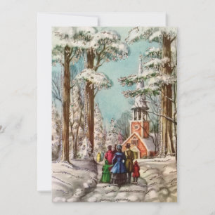 Carte de vacances de l'église de Noël vintage