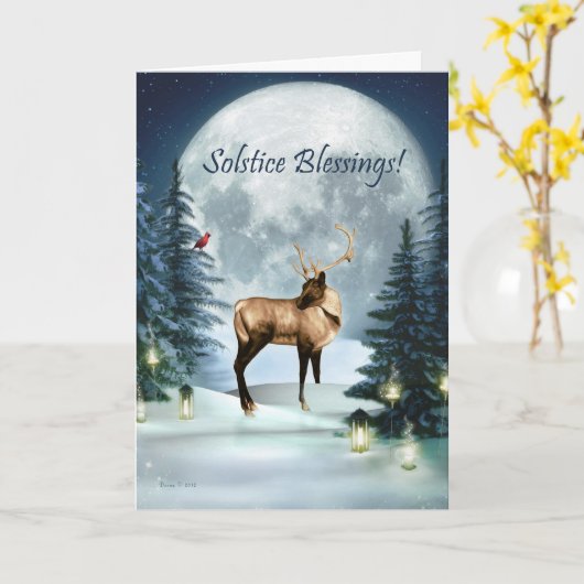 Carte de vacances de mâle de cerfs communs de (Fleur jaune)