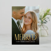 Carte de vacances de mariage à feuille d'or modern (Debout devant)