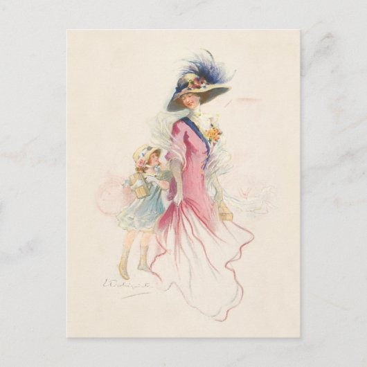 Carte de vacances de mère et fille victoriennes so (Devant)