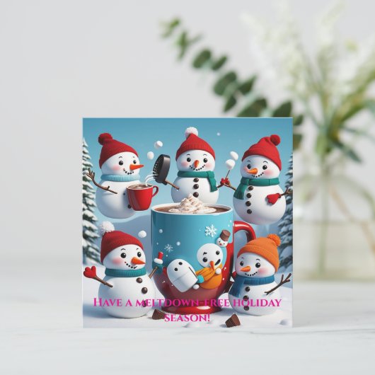Carte de vacances de neige espiègles (Debout devant)