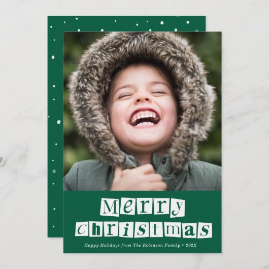 carte de vacances de Noël à écriture blanche (Devant / Derrière)