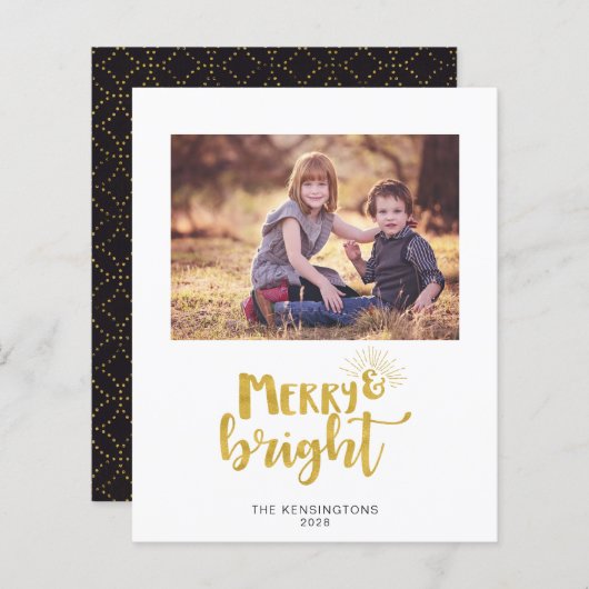 Carte de vacances de Noël à la volée d'or Budget (Devant / Derrière)