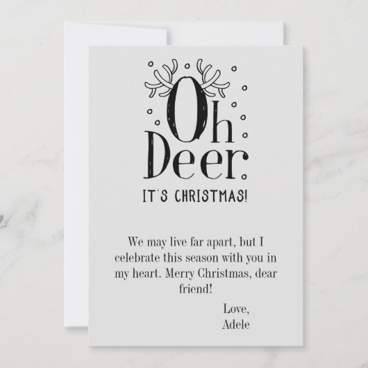Carte de vacances de Noël à plat de cerf (Devant)