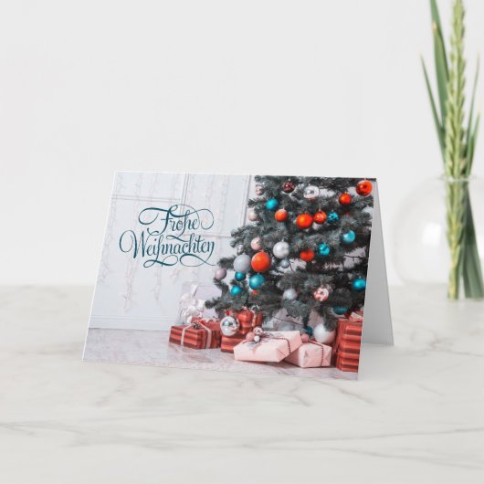 Carte de vacances de Noël allemand Baubles Tree (Devant)