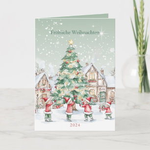 Carte de vacances de Noël allemand Tree Snowouses 