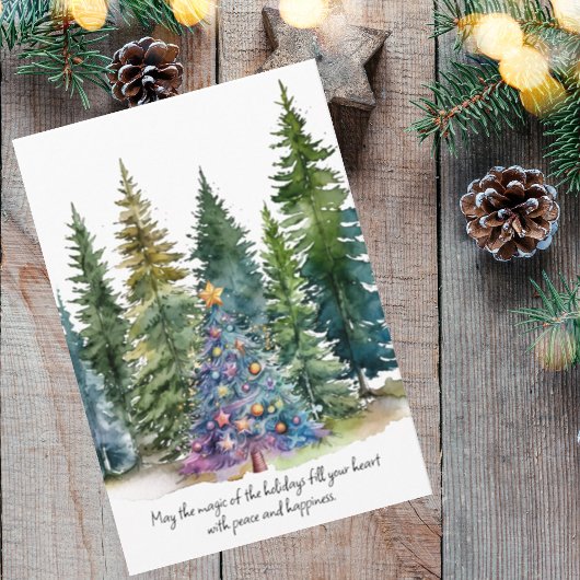 Carte de vacances de Noël Aquarelle Conifer Trees