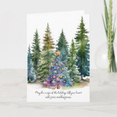 Carte de vacances de Noël Aquarelle Conifer Trees (Devant)