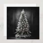 Carte de vacances de Noël arbre de Noël noir et bl (Devant / Derrière)