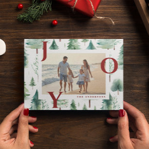 Carte de vacances de Noël Arbres de Noël Rouge Joi