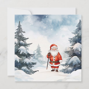 Carte de vacances de Noël avec Père Noël aquarelle