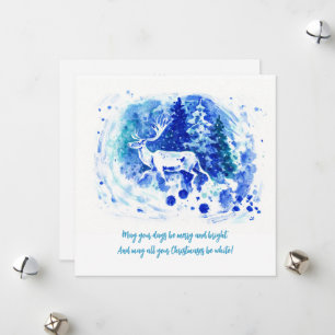 Carte de vacances de Noël Cerf de renne blanc d'hi