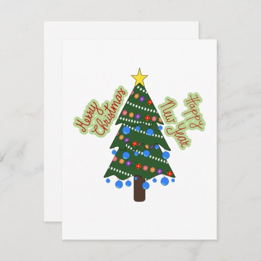 Carte de vacances de Noël Christmas Tree Flat (Devant / Derrière)