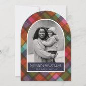 Carte de vacances de Noël couleur moderne plaid (Devant)