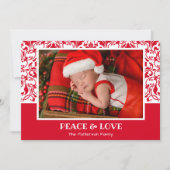 Carte de vacances de Noël Damas rouge et blanc (Devant)