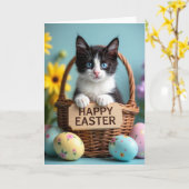 Carte de vacances de Noël de chaton mignon (Fleur jaune)