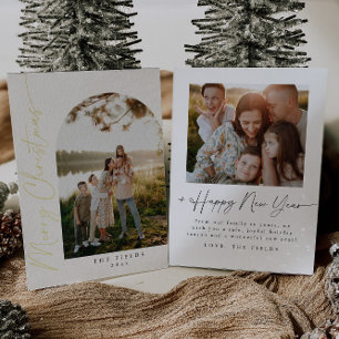 Carte de vacances de Noël de famille de photo d'ar