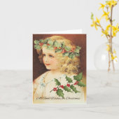 Carte de vacances de Noël de fille victorienne (Fleur jaune)