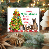 Carte de vacances de Noël de la famille des animau