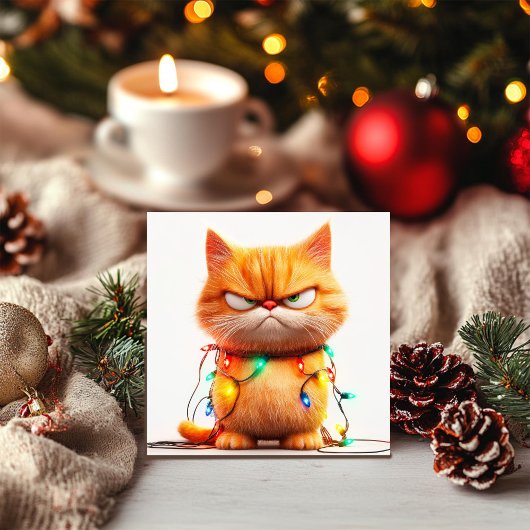 Carte de vacances de Noël de l'Orange Tabby
