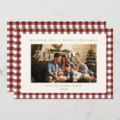 Carte de vacances de Noël de Maroon Plaid (Devant / Derrière)