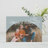 Carte de vacances de Noël de pierre les plus heure (Debout devant)