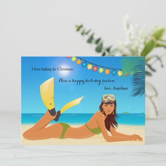 Carte de vacances de Noël de plage (Debout devant)