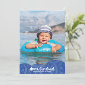 Carte de vacances de Noël en lin bleu (Debout devant)