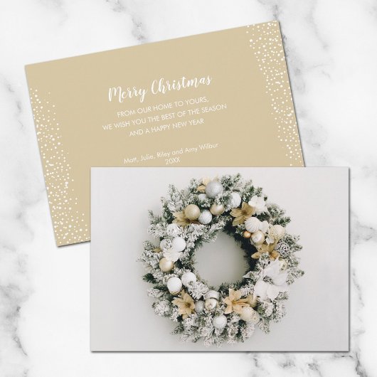 Carte de vacances de Noël en or blanc