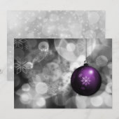 carte de vacances de Noël festive argent violet (Devant / Derrière)