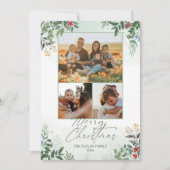 Carte de vacances de Noël festive botanique floral (Devant)
