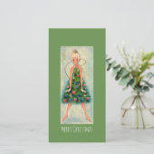 Carte de vacances de Noël fille arbre de Noël vint (Debout devant)