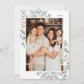 Carte de vacances de Noël Floral Frame Photo (Devant)