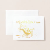Carte de vacances de NOËL Gold (Devant avec enveloppe)