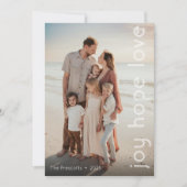 Carte de vacances de Noël Joy Hope Love Modern (Devant)