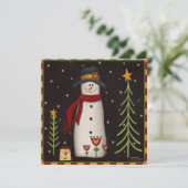 Carte de vacances de Noël joyeuse avec bonhomme de (Debout devant)